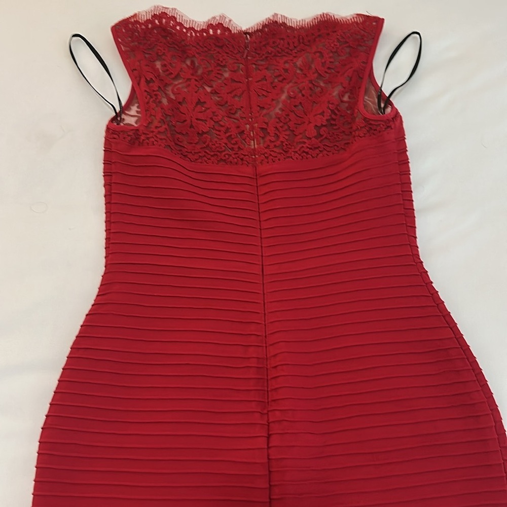 NWOT RARE Tadashi Shoji Red Ribbed Pintuck Jersey Boatneck Gown Size XS - Picture 13 of 14